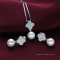 Клевер Shape Красивый натуральный пресноводный 925 Silver Pearl Set